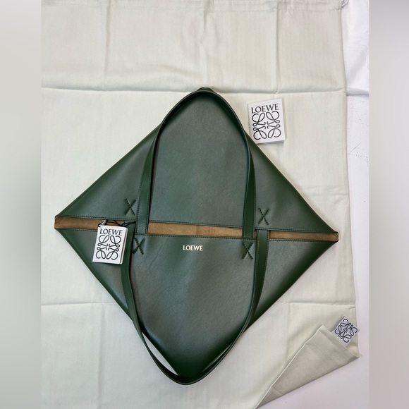 LOEWE LARGE PUZZLE FOLD TOTE UMBER/DARK KHAKI GREEN.   NWT - Picture 3 of 12